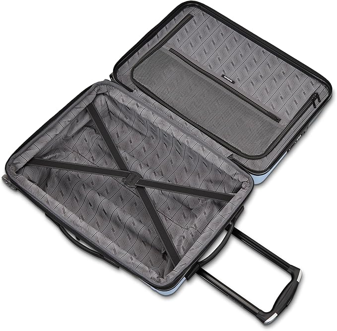 Samsonite Omni 2 Pro Carry-On Hardside Luggage with Front Entry - 360° Spinner Wheels - Scratch Resistant Hardshell - TSA, Airline-Approved - Lightweight Expandable Polycarbonate Shell - Pale Blue