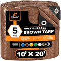 Multipurpose Protective Cover Brown Poly Tarp 10' x 20' - Durable, Water Resistant, Weather Resistant - 5 Mil Thick Polyethylene - by Xpose Safety