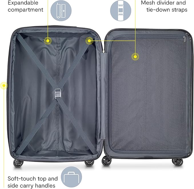 DELSEY PARIS Helium Aero Hardside Expandable Luggage with Spinner Wheels, Metallic Green, Carry-On 21 Inch