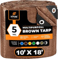 Multipurpose Protective Cover Brown Poly Tarp 10' x 18' - Durable, Water Resistant, Weather Resistant - 5 Mil Thick Polyethylene - by Xpose Safety