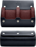 2 Watch Case for Men - Watch Roll Travel Case - Jade Black Motif Vegan Leather