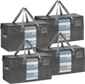 VENO 4 Pack Moving Bags, Comforter and Blanket Storage Bags for Closet, Moving Boxes, Boxes with Lids Alternative, College Dorm Packing Supplies, Foldable Heavy-Duty Tote with Window (Gray, 4 Pack)