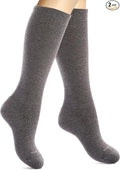 Cotton Compression Socks for Women & Men. 15-20 mmHg Support Knee-High Charcoal Gray M/L