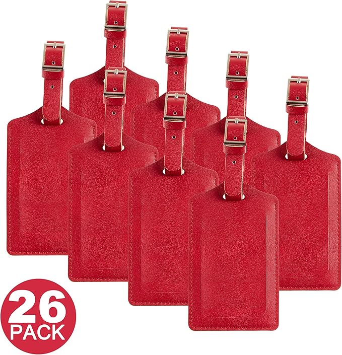 8 Pack Leather Luggage Travel Bag Tags by Travelambo