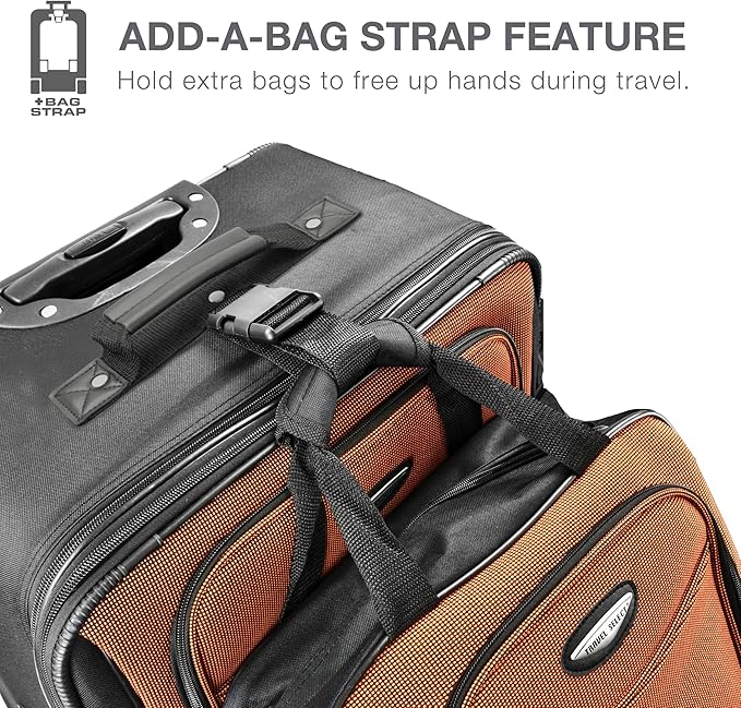 Travel Select Amsterdam 4-Piece Softside Expandable Rolling Luggage Set, Lightweight 2-Wheel Suitcases, Packing Cubes, Travel Tote, Durable Polyester Construction, Burgundy