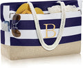 YOOLIFE Large Initial Beach Bag Waterproof Tote Zipper Bag Personalized Gifts for Women Her Birthday Travel Beach Essential