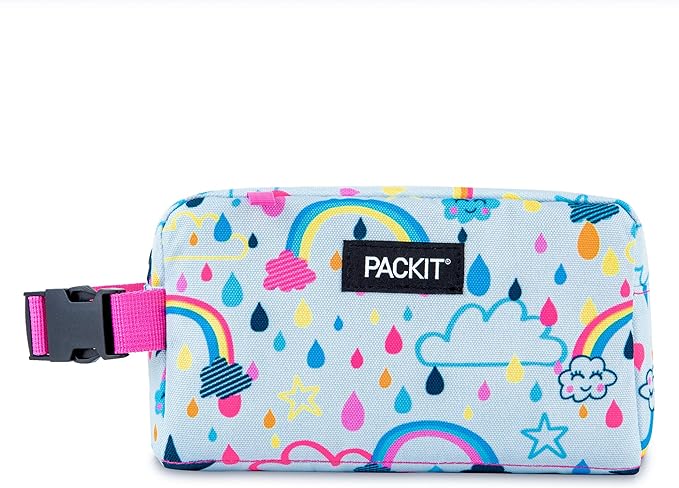PackIt Freezable Snack Box, Rainbow Sky, Built with ECOFREEZE Technology, Collapsible, Reusable, Zip Closure with Buckle Handle, Great for All Ages and Fresh Snacks on the go