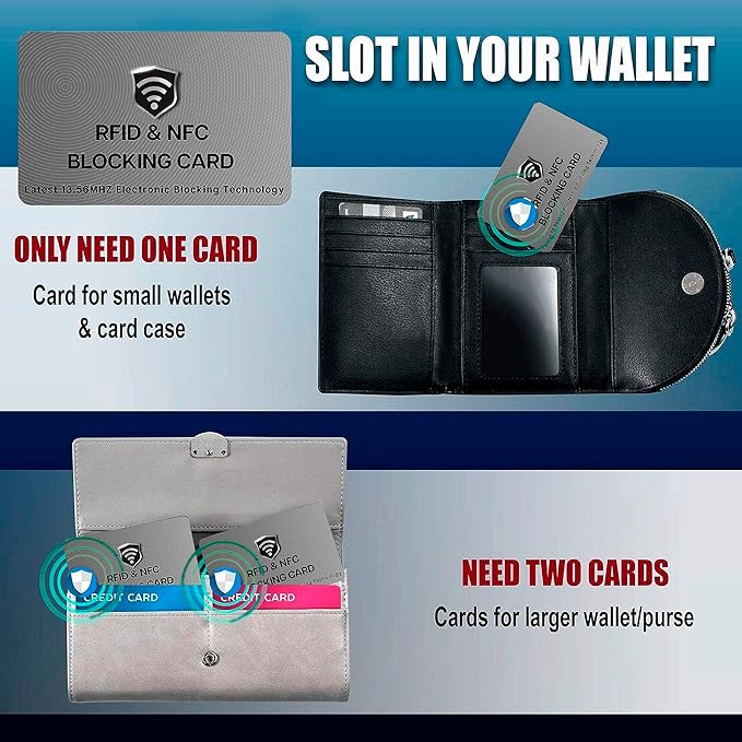 SaiTech IT RFID Blocking Cards - 3 Pack, Protects Entire Wallet/Purse, NFC Contactless & ATM Guard - Grey
