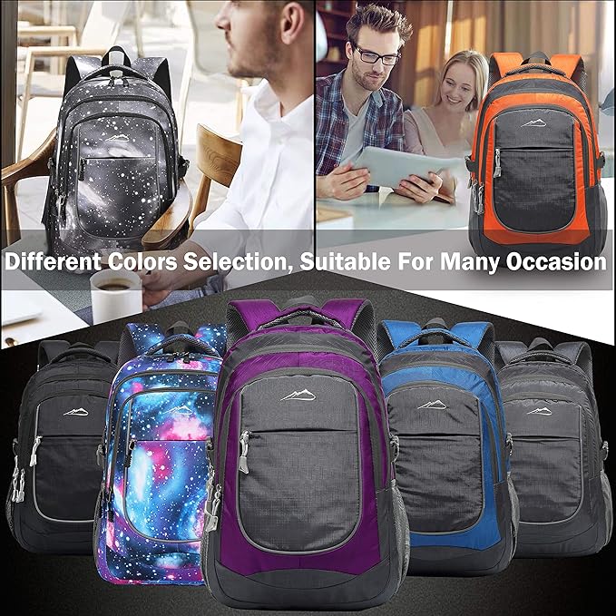 ProEtrade Extra Large Backpack Bookbag for College Travel Laptop Business Hiking Backpack Fit Laptop Up to 17 Inch Sturdy Multi Compartment Gifts for Men Women Night Light Reflective (Light Blue)